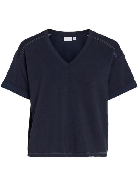 Camiseta Vila Karena azul marino manga corta para mujer