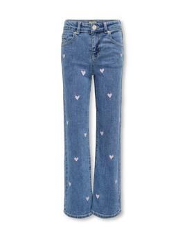 Pantalón vaquero Only Kids Juicy azul con corazones de niña