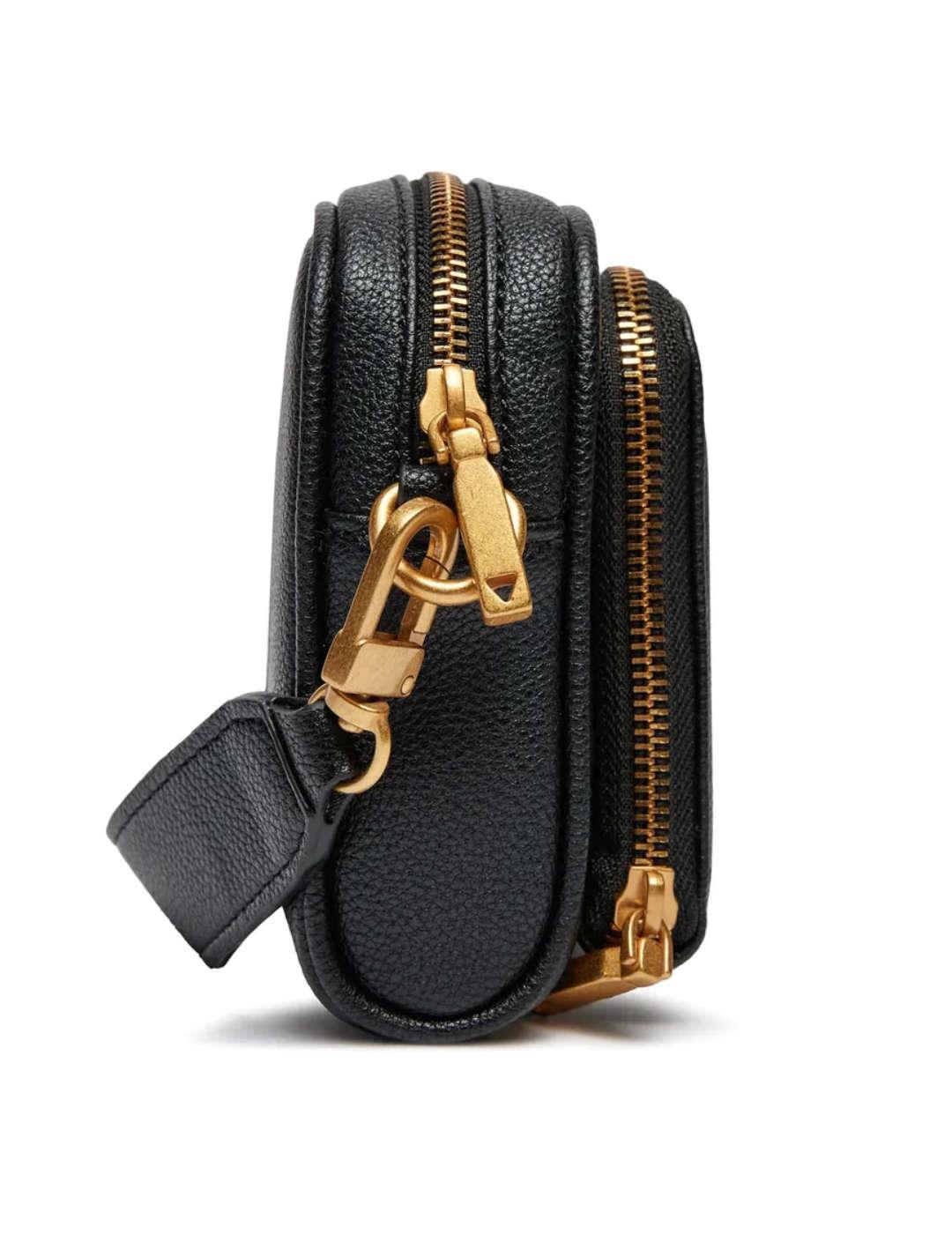 Bolso Guess Cosette negro detalles en dorado para mujer