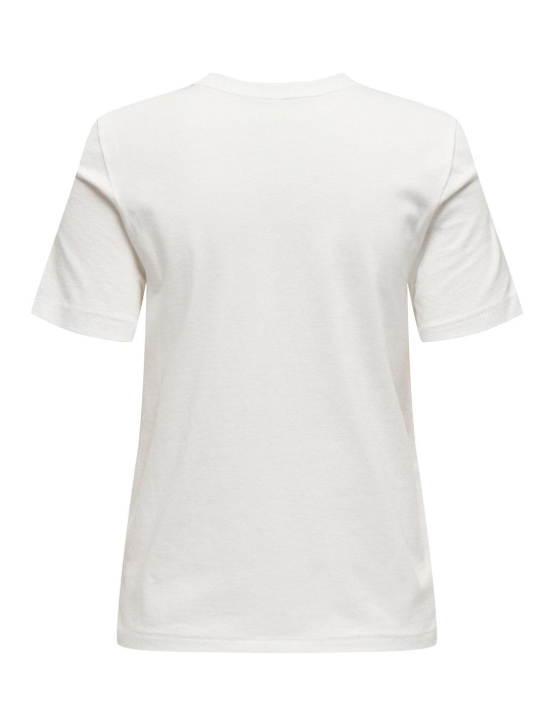 Camiseta Only Tribe blanca bolsillo abalorios de mujer