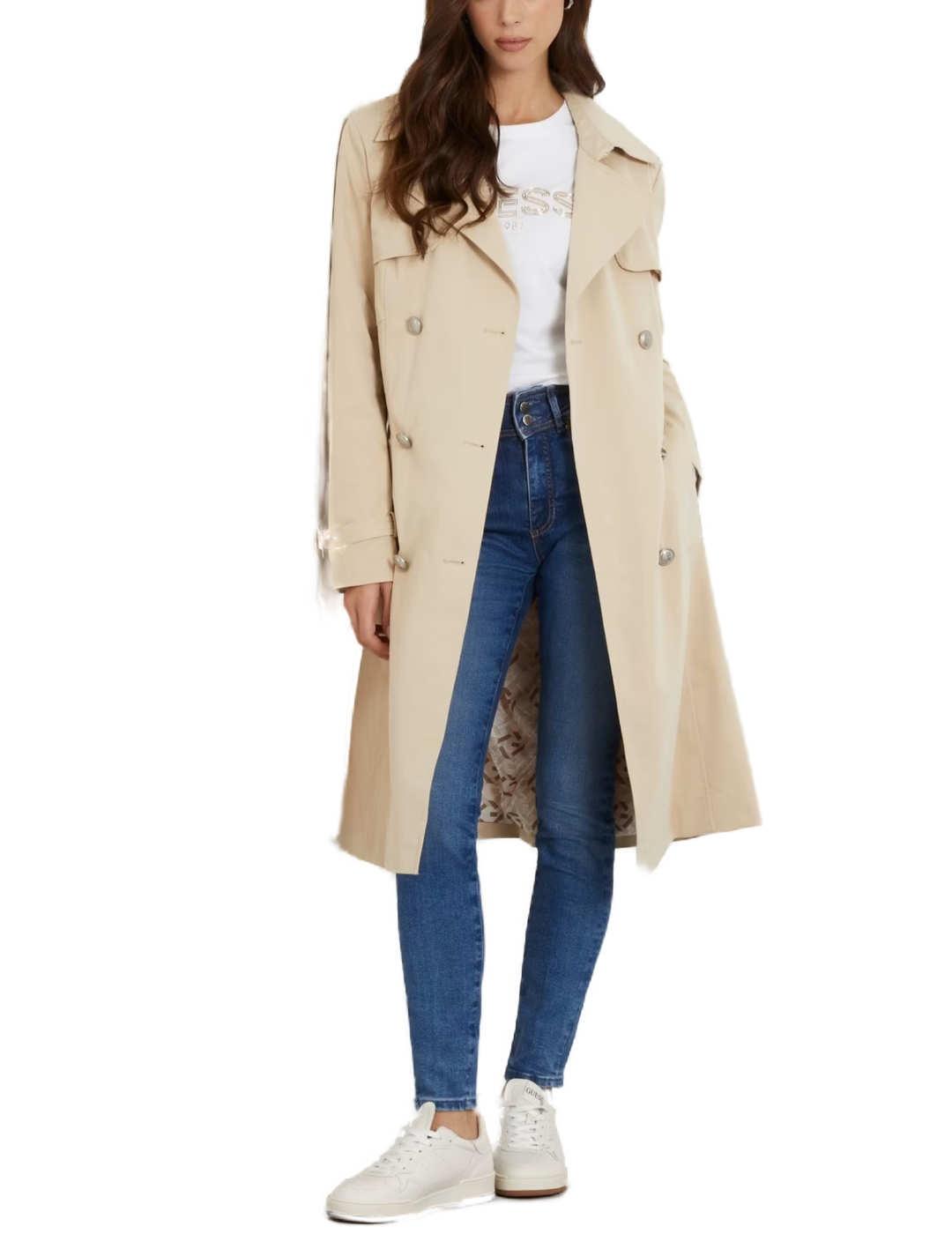 Trench Guess Asia beige con cinturón para mujer