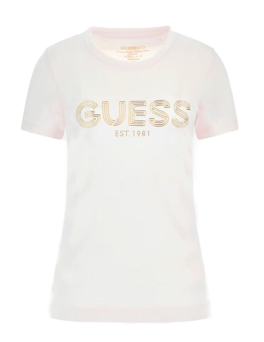 Camiseta Guess Bold rosa palo manga corta para mujer