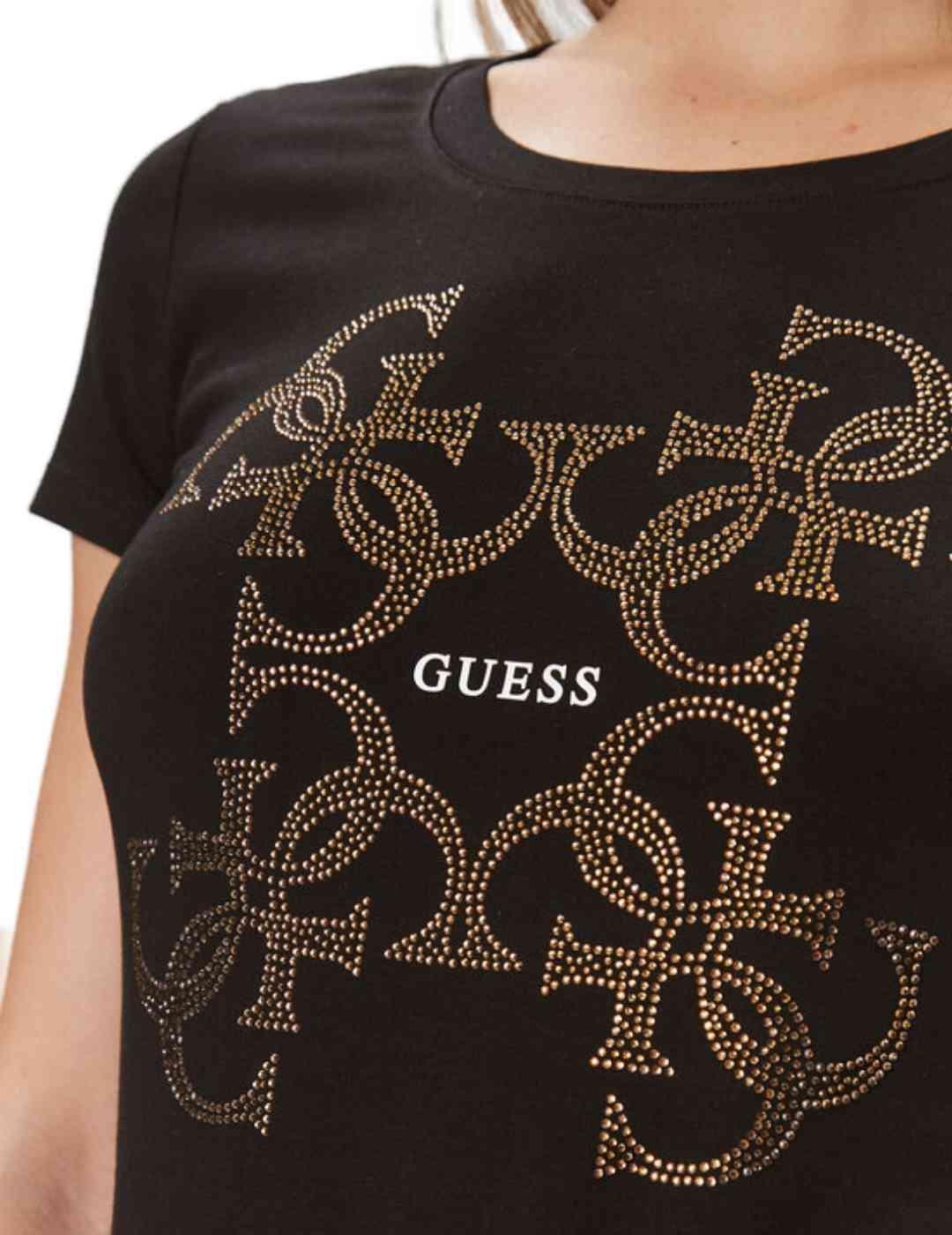 Camiseta Guess 4G Logo negro  ajustadamanga corta para mujer