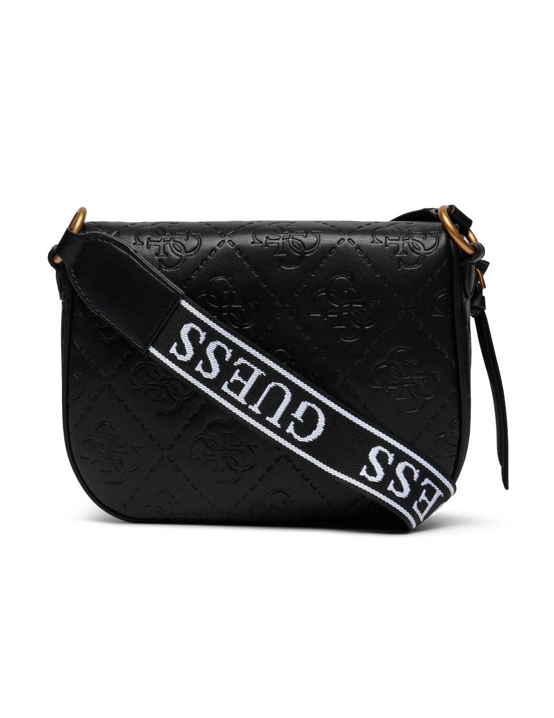 Bolso riñonera Guess Power negro logo y cremallera de mujer