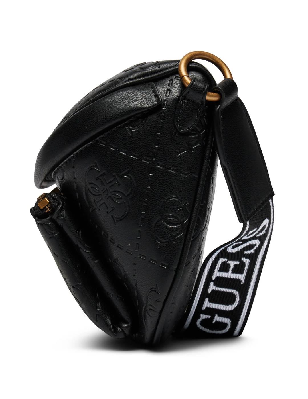 Bolso riñonera Guess Power negro logo y cremallera de mujer