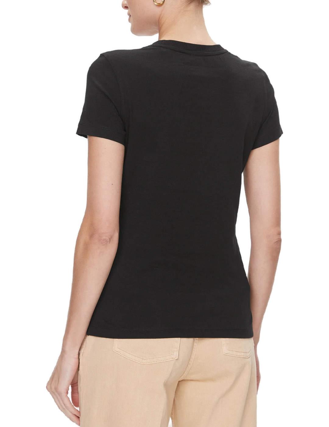 Camiseta Guess Icon negro logo manga corta para mujer