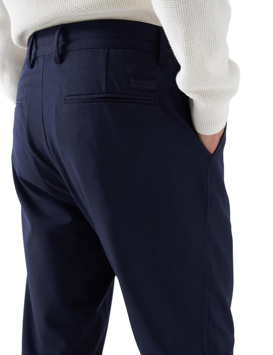 Pantalón Salsa chino marino con cordón ajustable de hombre