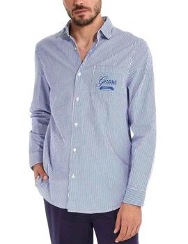Camisa Guess Collins rayas blanco azul Regular fit de hombre