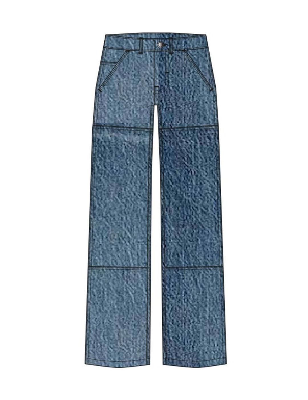 Pantalón vaquero Superdry Carpenter azul  Wide para mujer