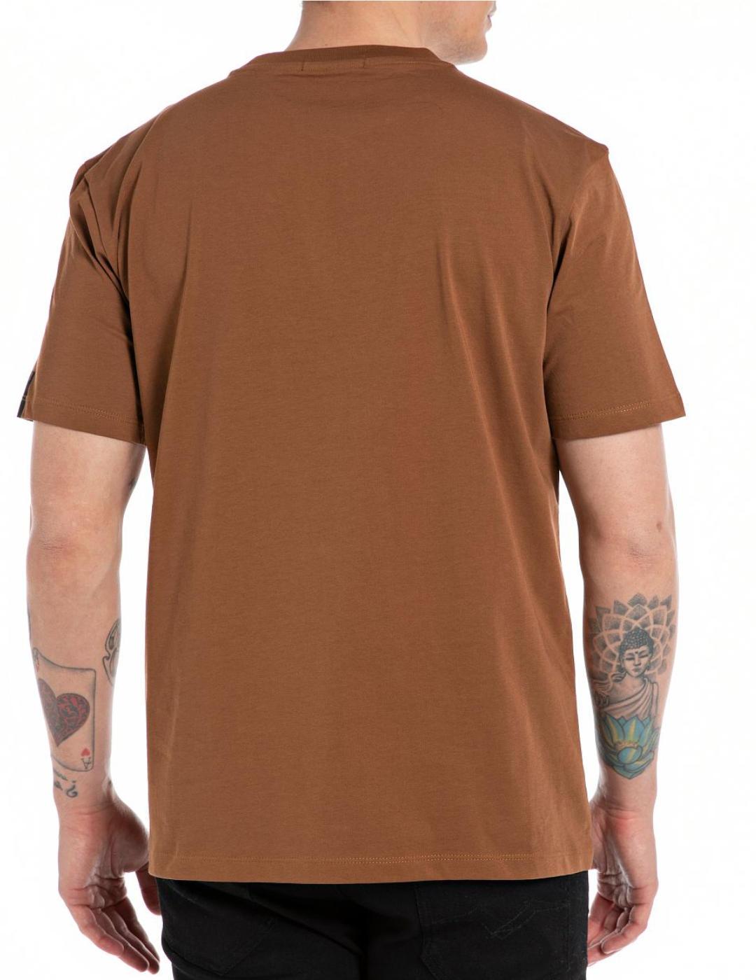 Camiseta Replay marrón manga corta para hombre