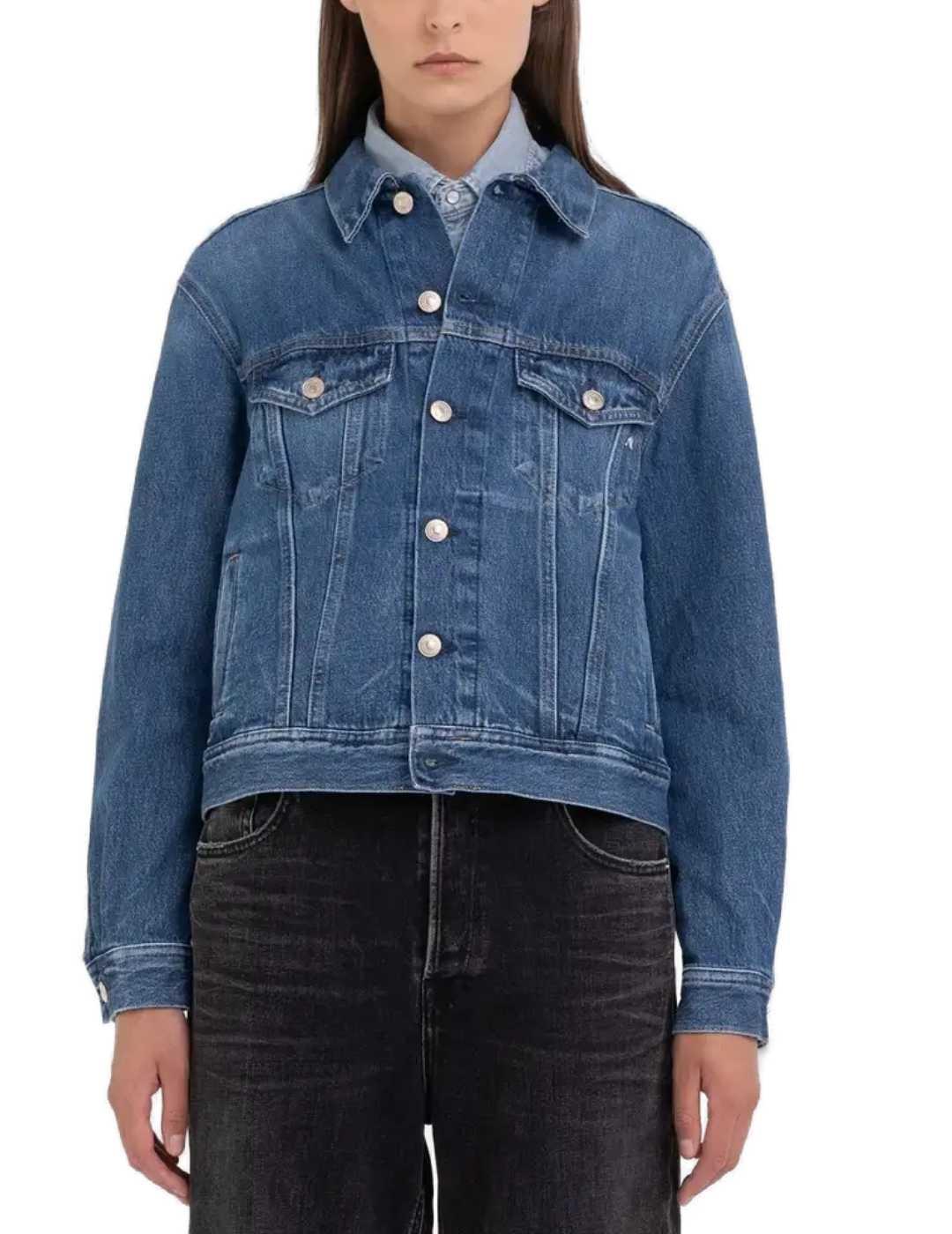 Chaqueta Replay vaquera azul clásica holgada para mujer