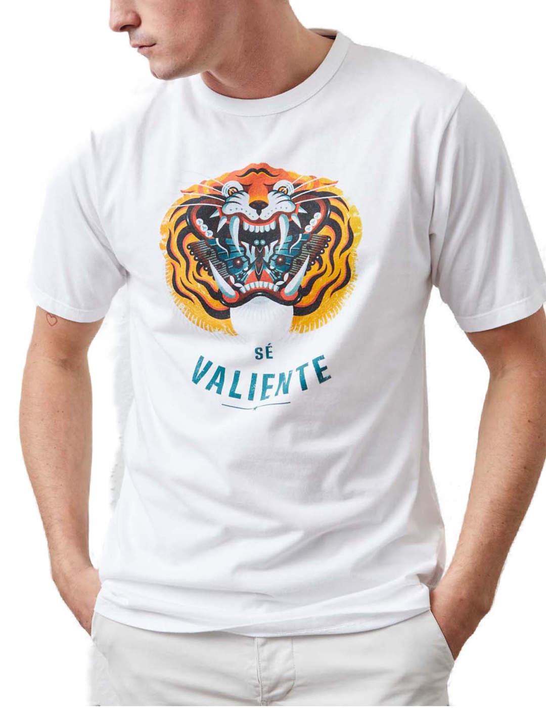 Camiseta Altonadock blanca tigre manga corta para hombre