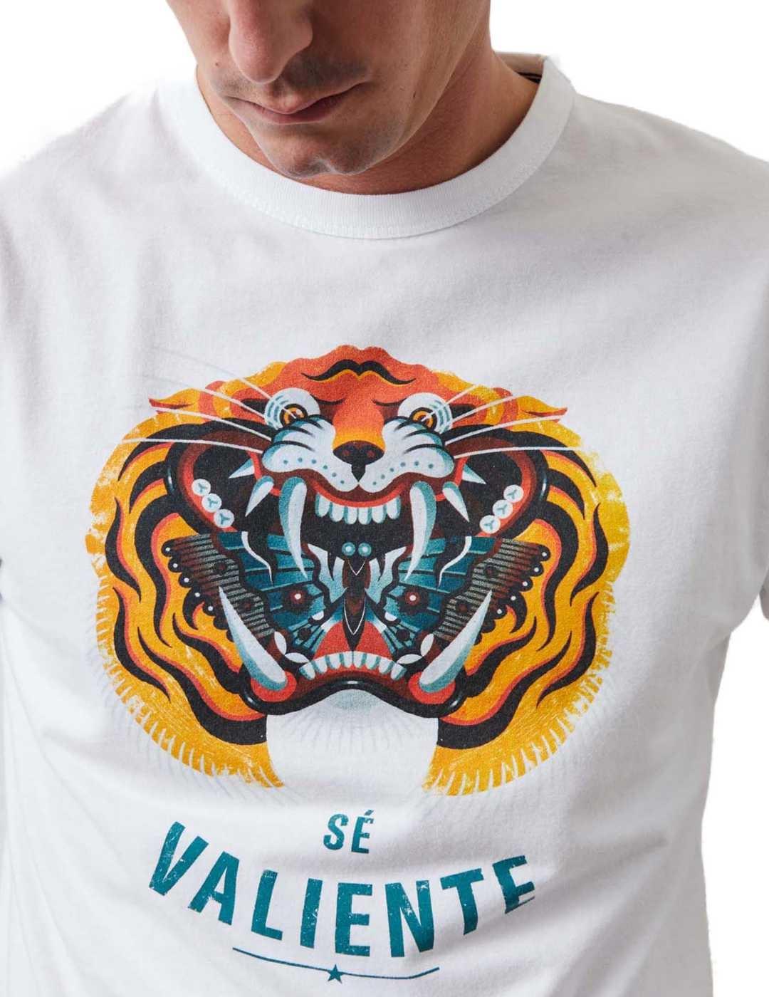 Camiseta Altonadock blanca tigre manga corta para hombre