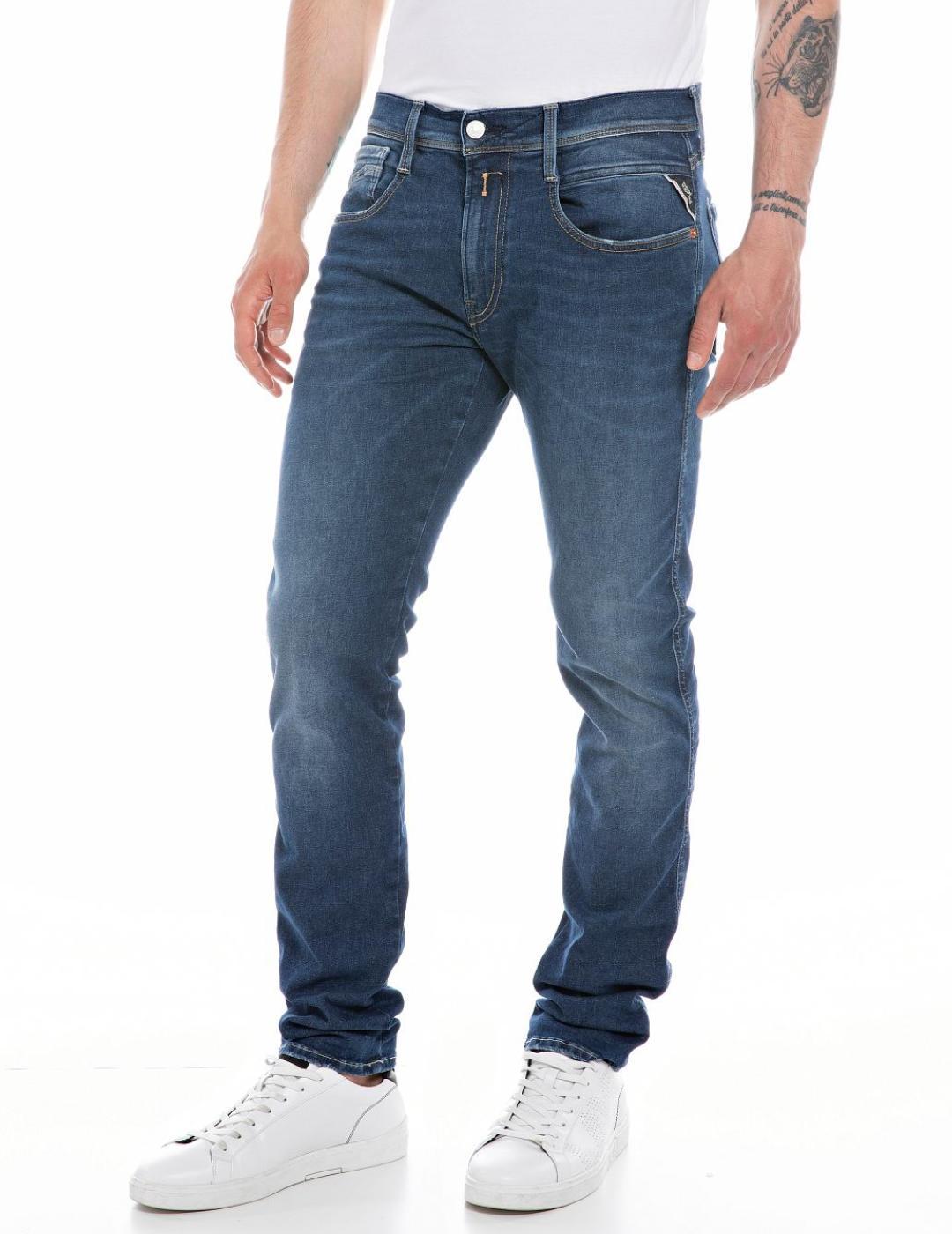 Pantalón vaquero Replay Hyperflex azul Slim para hombre