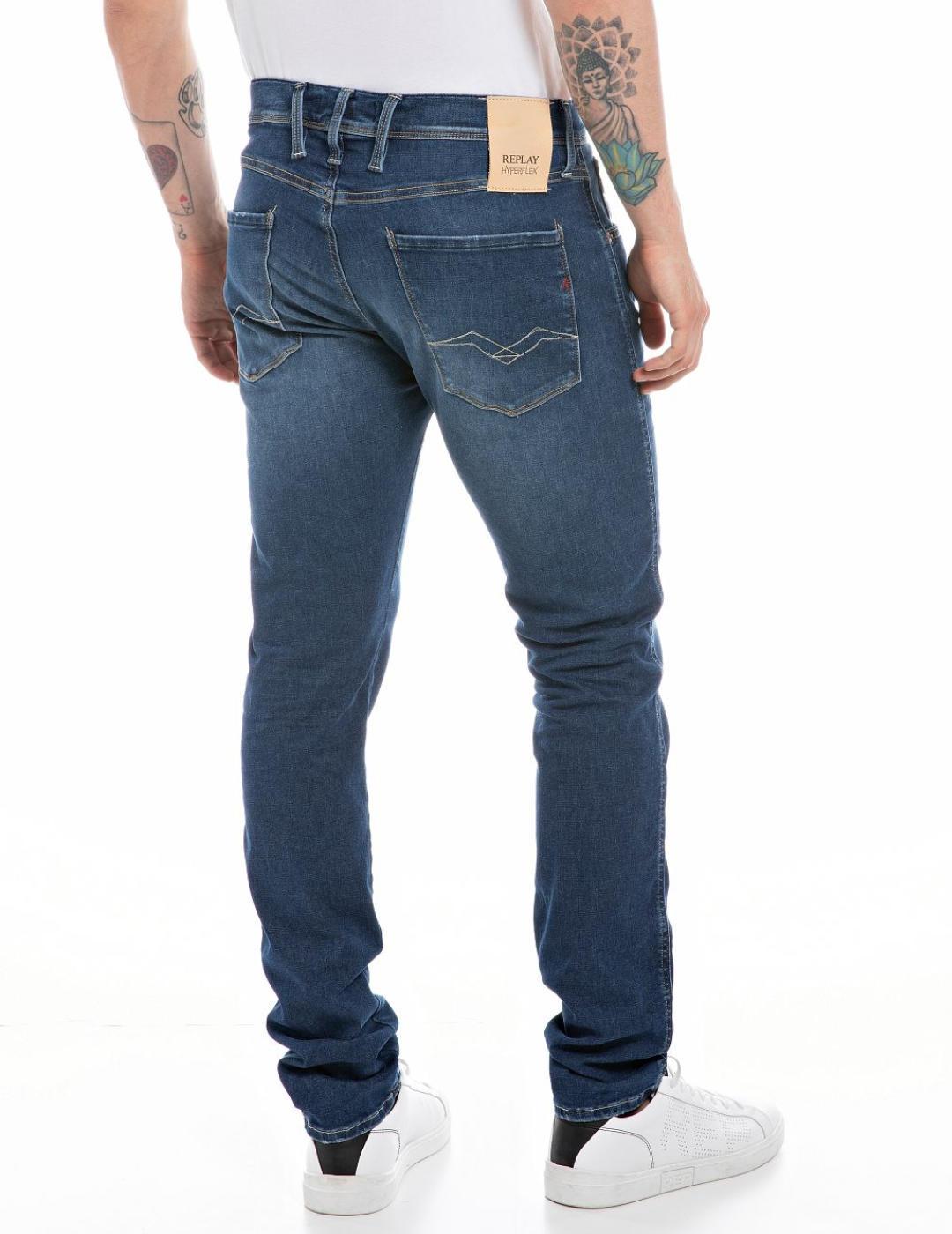 Pantalón vaquero Replay Hyperflex azul Slim para hombre