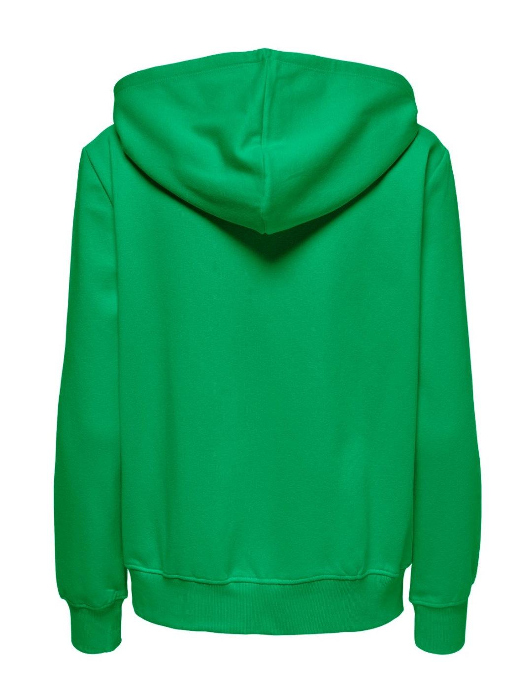 Sudadera Only Noomi verde logo con capucha para mujer