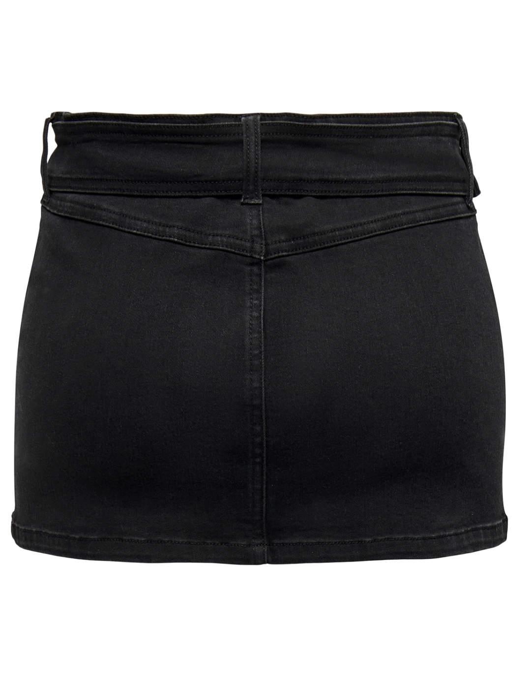 Minifalda Only Nicki denim lavado negro con cinturón mujer