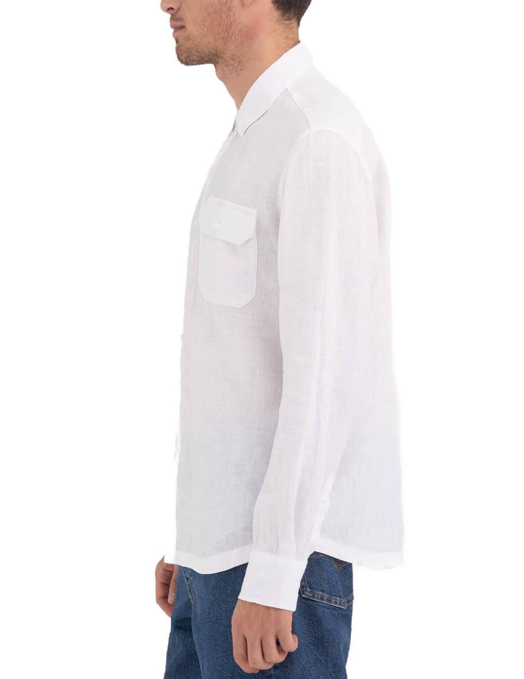 Camisa Replay blanca de lino Regular fit para hombre