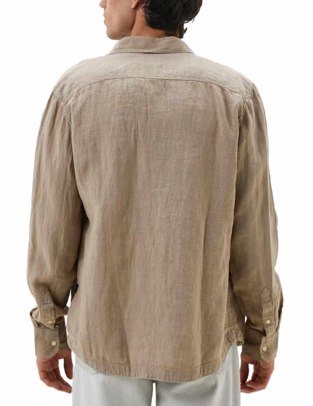 Camisa Replay beige de lino Regular fit para hombre