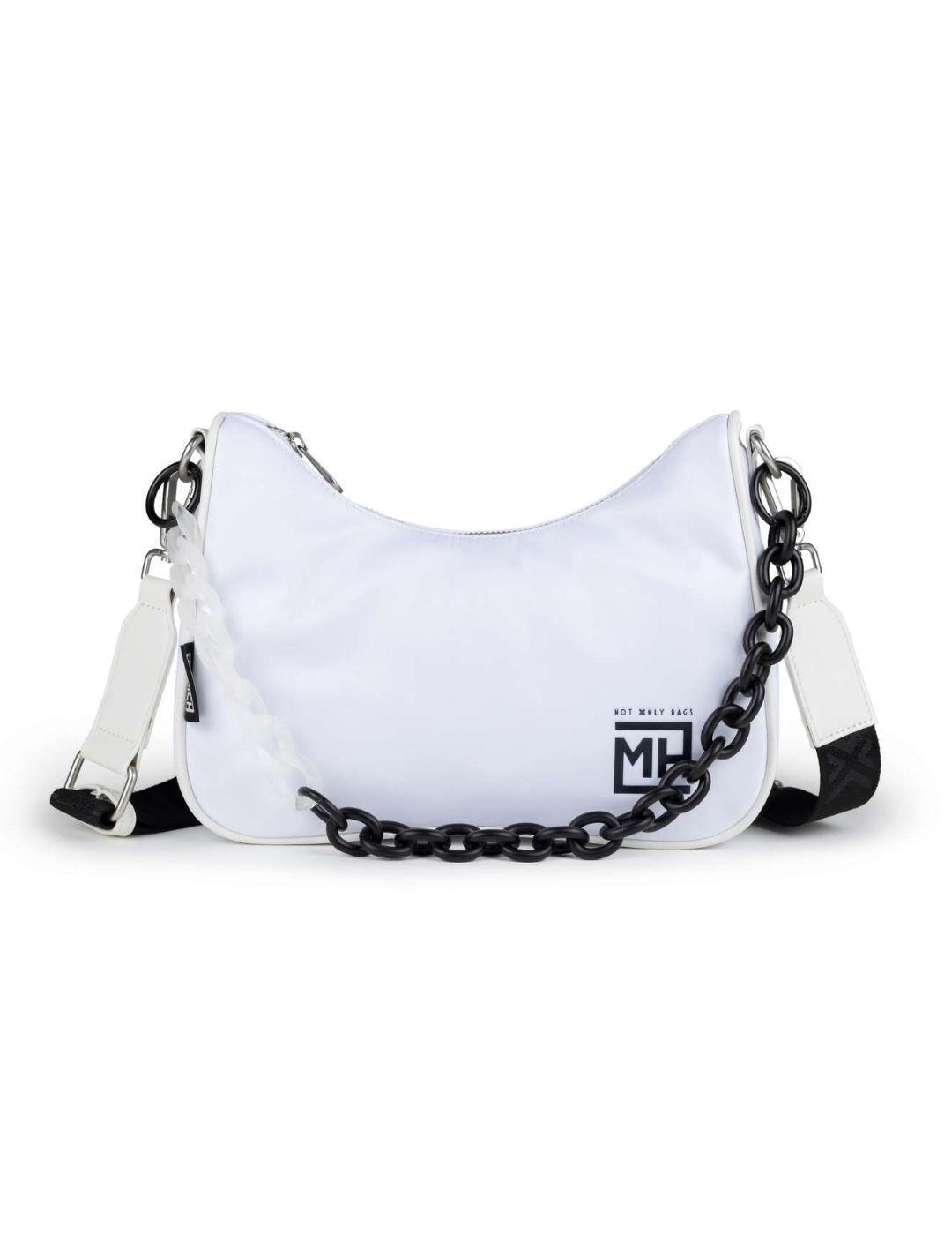 Bolso Munich baguette blanco cierre cremallera de mujer