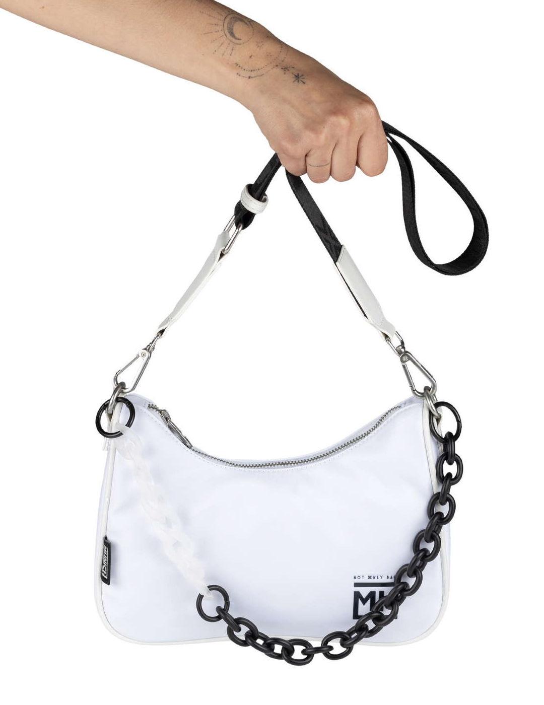 Bolso Munich baguette blanco cierre cremallera de mujer