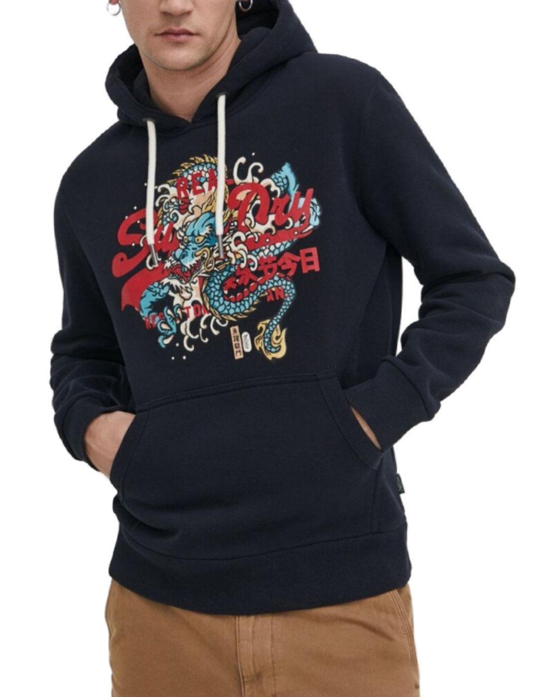 Sudadera Superdry Vintage Tokyo marino con capucha hombre