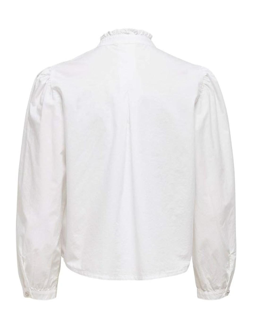 Camisa Only Wild encaje blanca cuello perkins para mujer