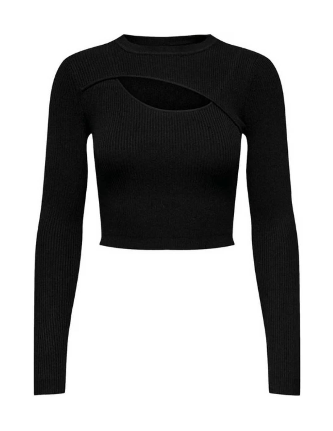 Jersey Only Liza canalé negro para mujer-OD