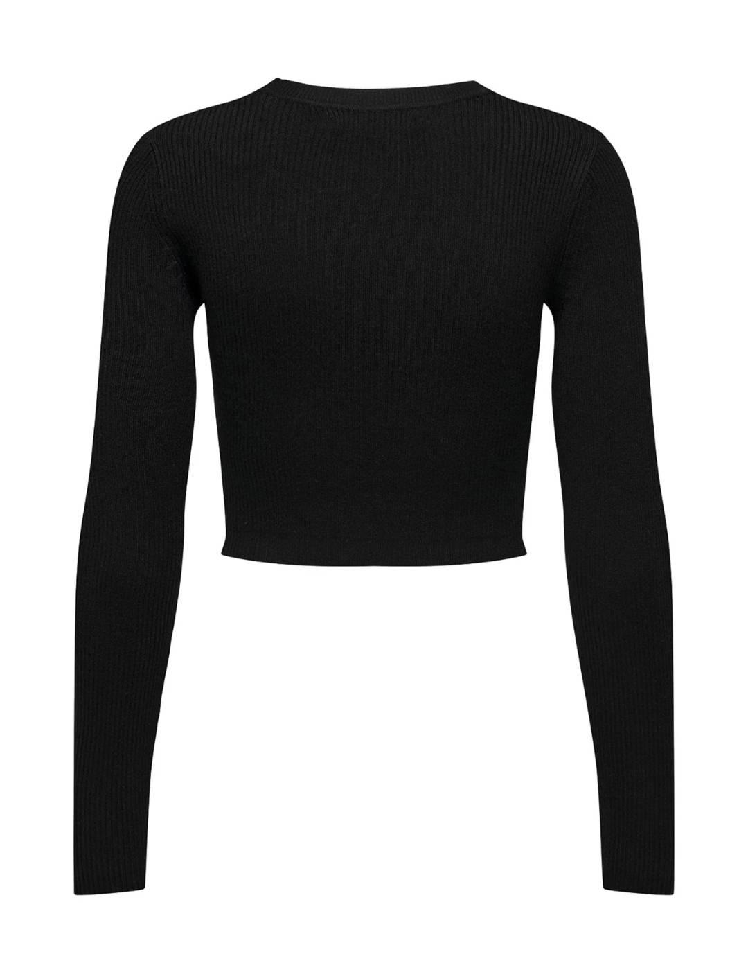 Jersey Only Liza canalé negro para mujer-OD