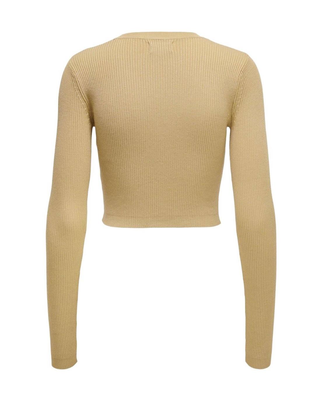 Jersey Only Liza canalé beige para mujer-OD