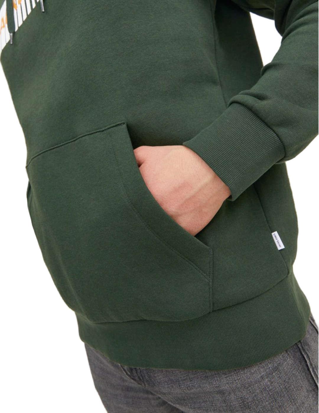 Sudadera Jack&Jones Corp verde con capucha para hombre