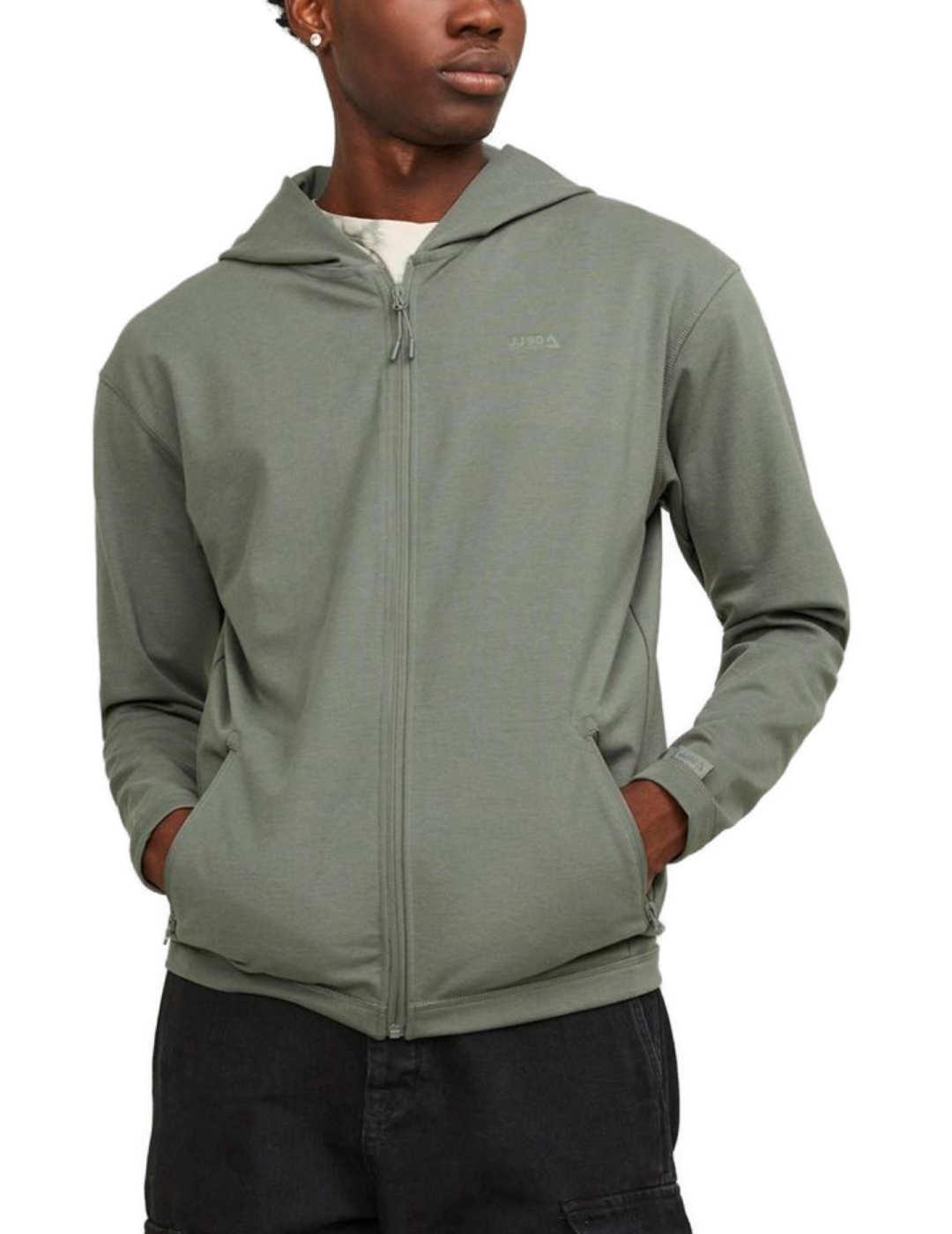 Sudadera Jack&Jones Cloud verde con cremallera de hombre