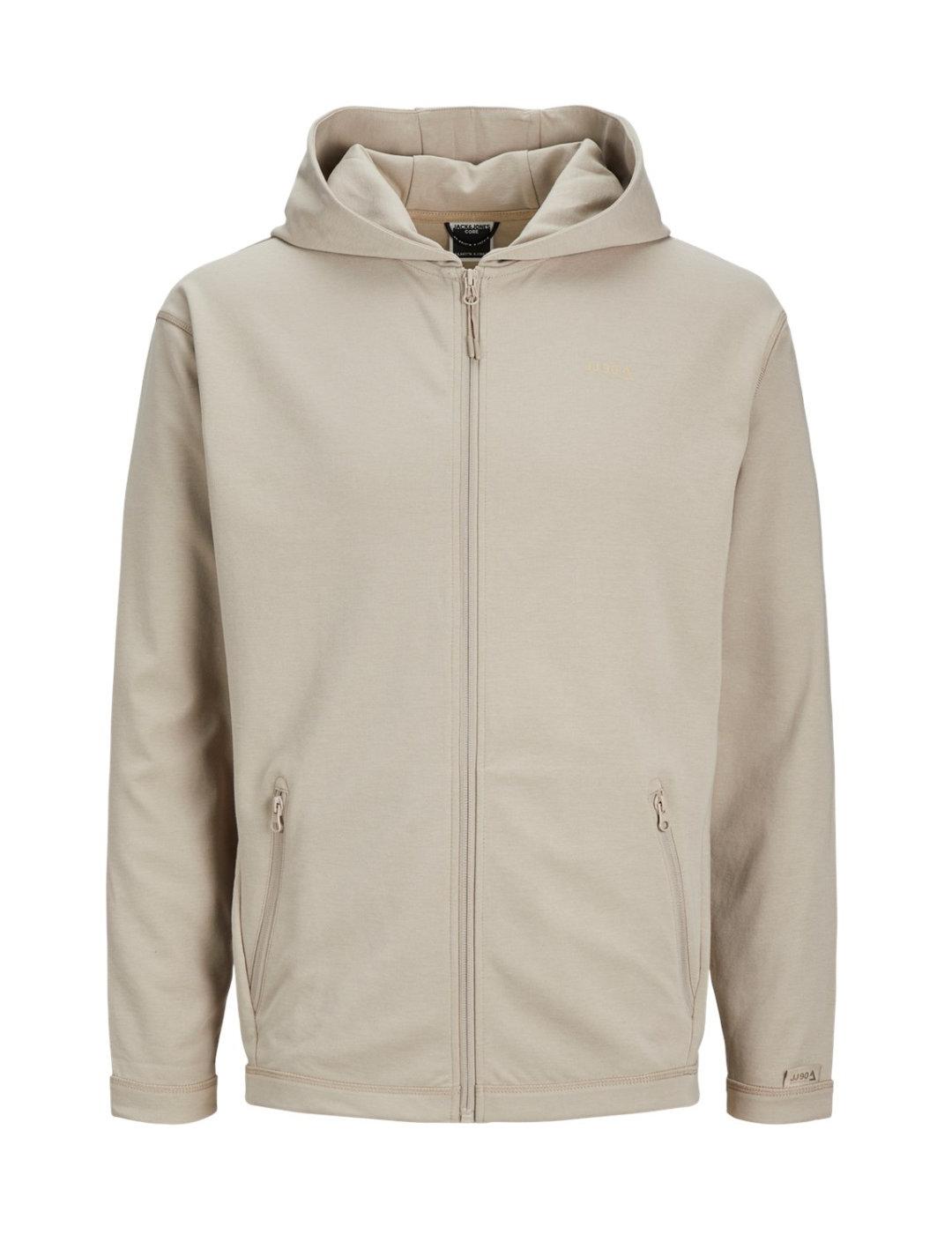 Sudadera Jack&Jones Cloud beige con cremallera de hombre