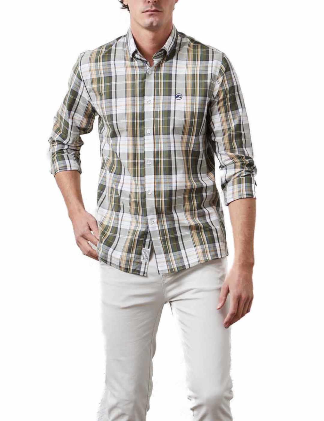 Camisa Altonadock cuadros verde manga larga de hombre