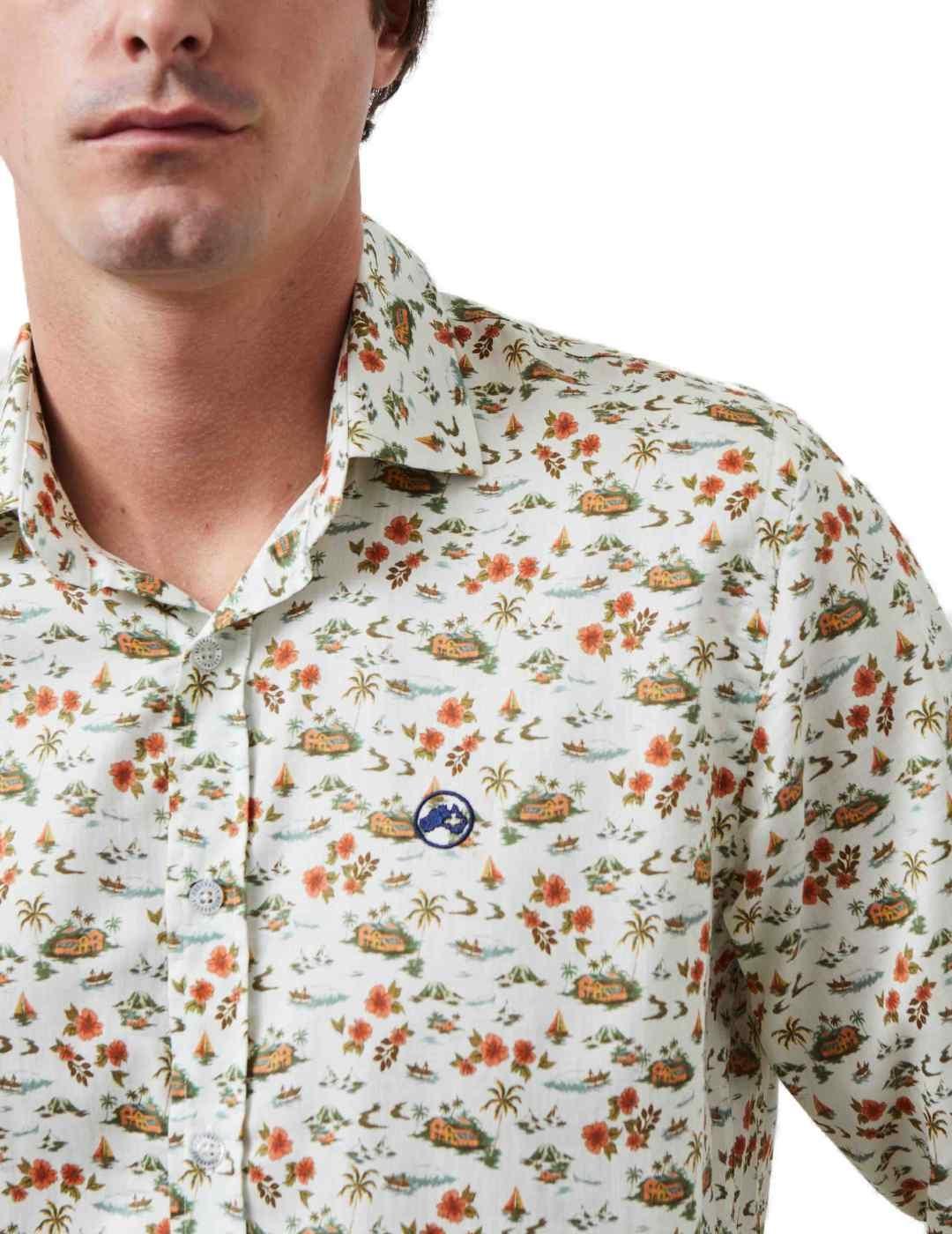 Camisa Altonadock estampada de manga larga para hombre