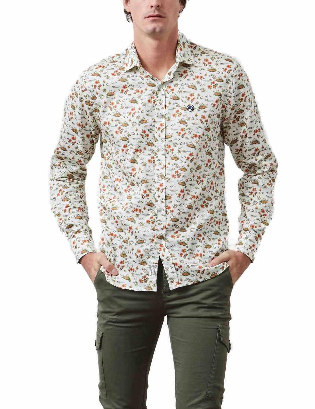 Camisa Altonadock estampada de manga larga para hombre