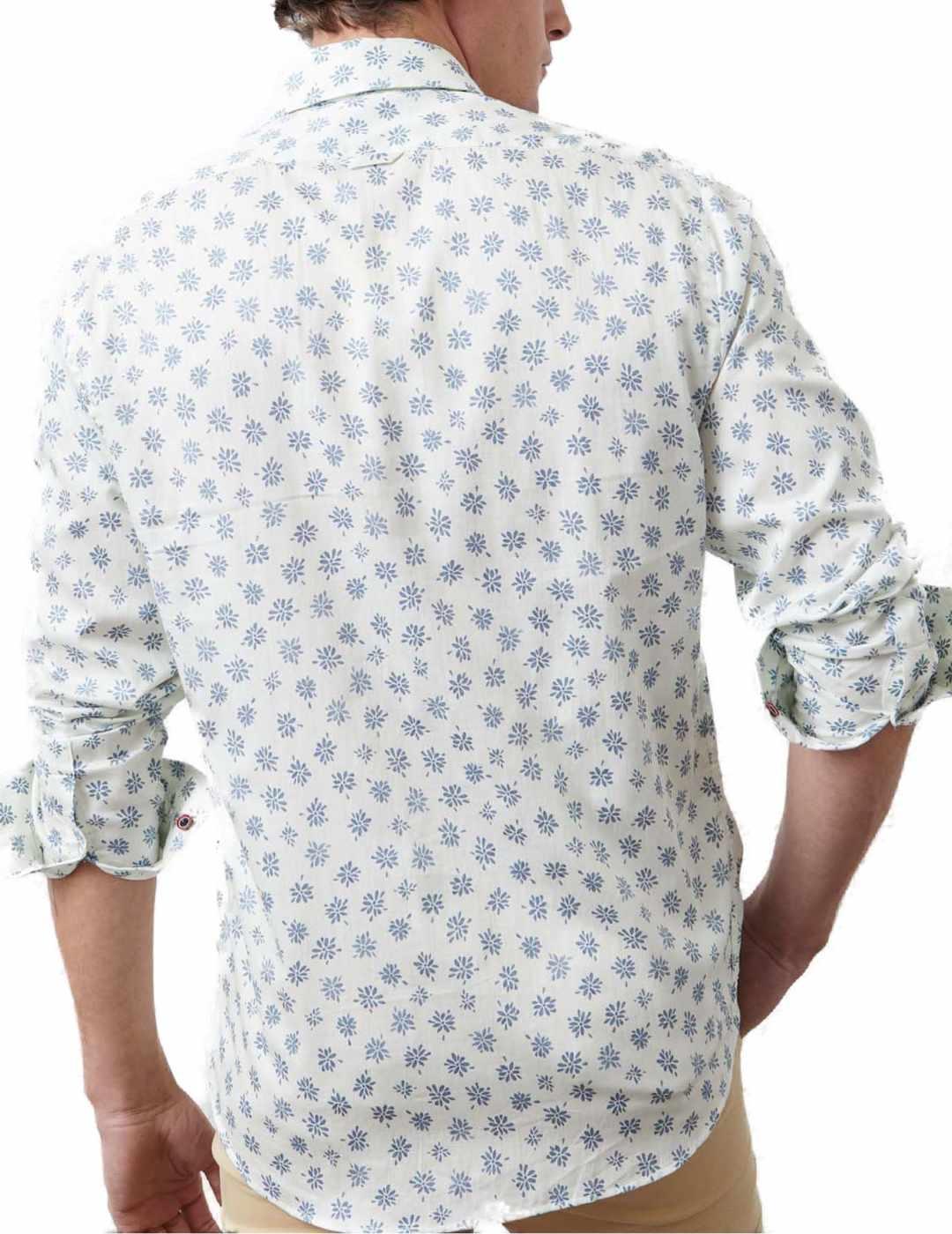 Camisa Altonadock blanca estampado floral manga larga hombre