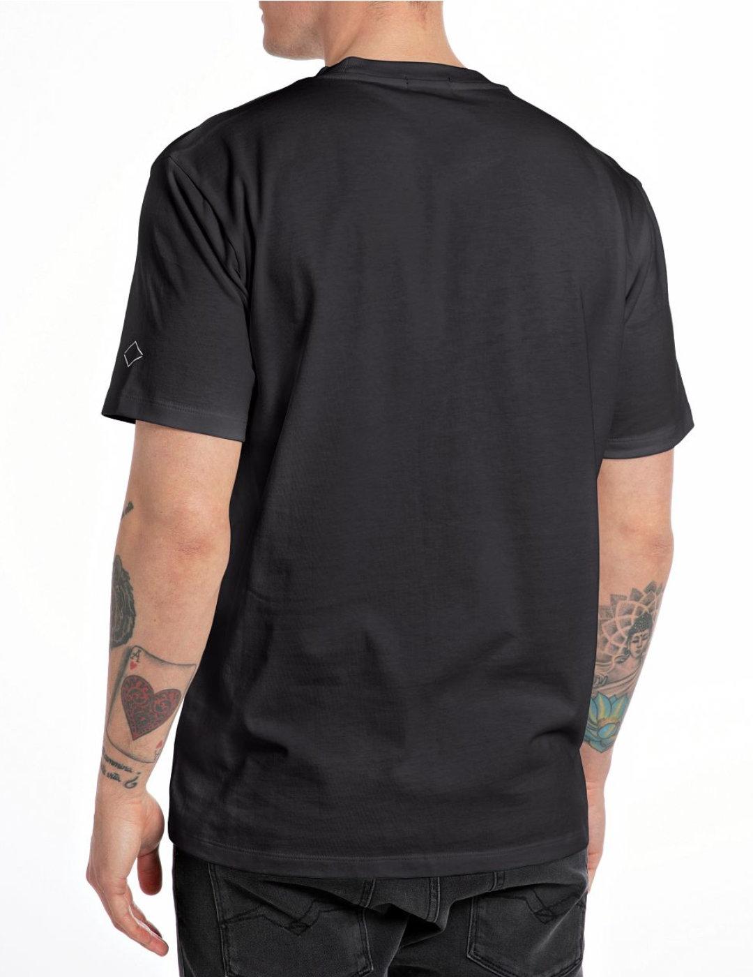 Camiseta Replay negro con perro manga corta para hombre