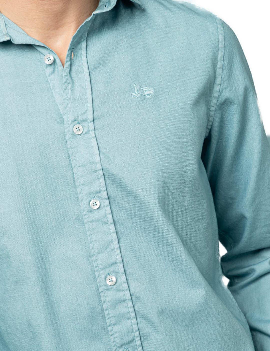 Camisa Scotta Estructura pinpoint azul grisáceo para hombre
