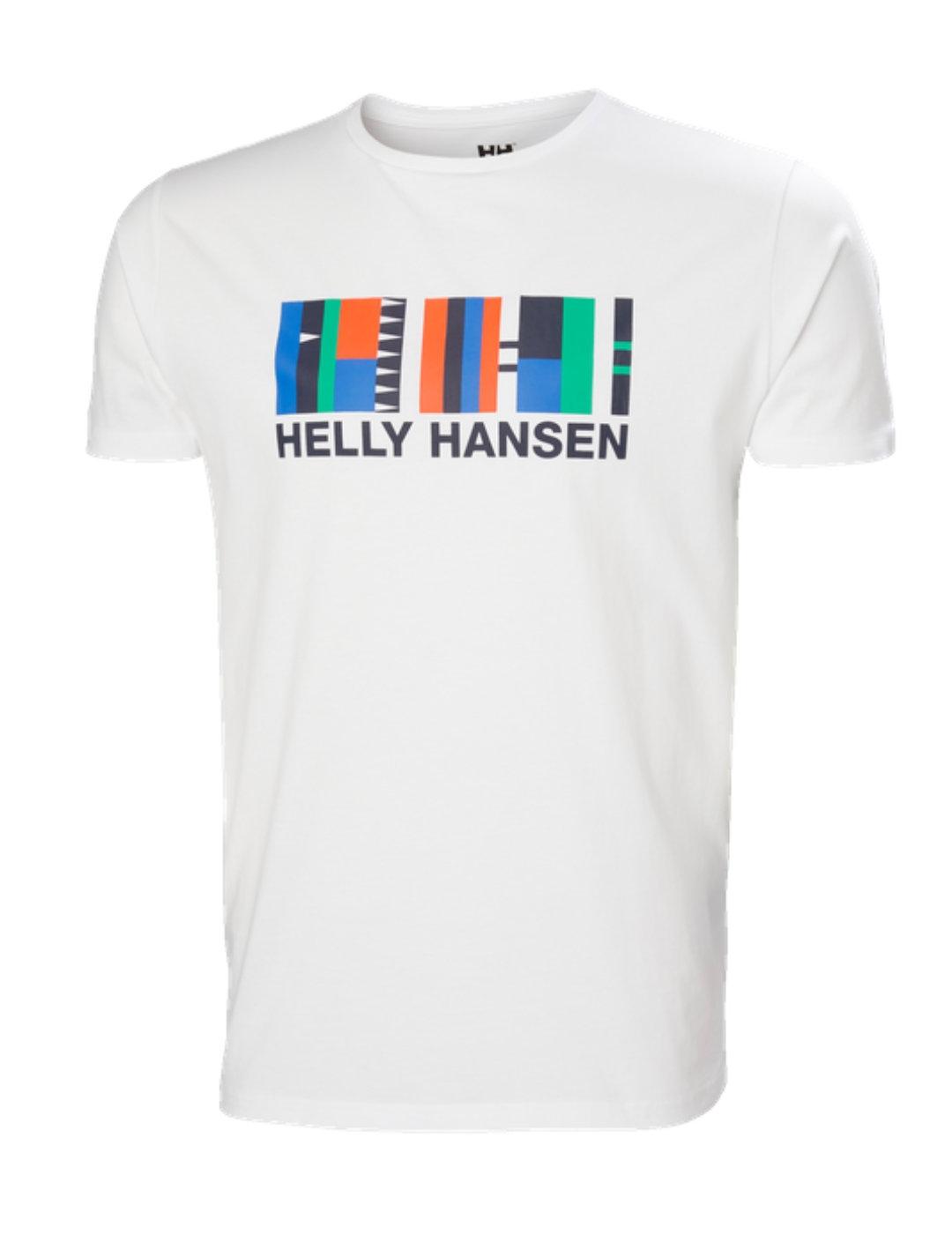 Camiseta Helly Hansen blanca logo color manga corta hombre