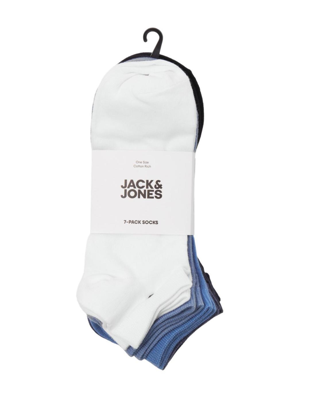 Calcetines tobilleros Jack&Jones pack 7 pares azules  hombre