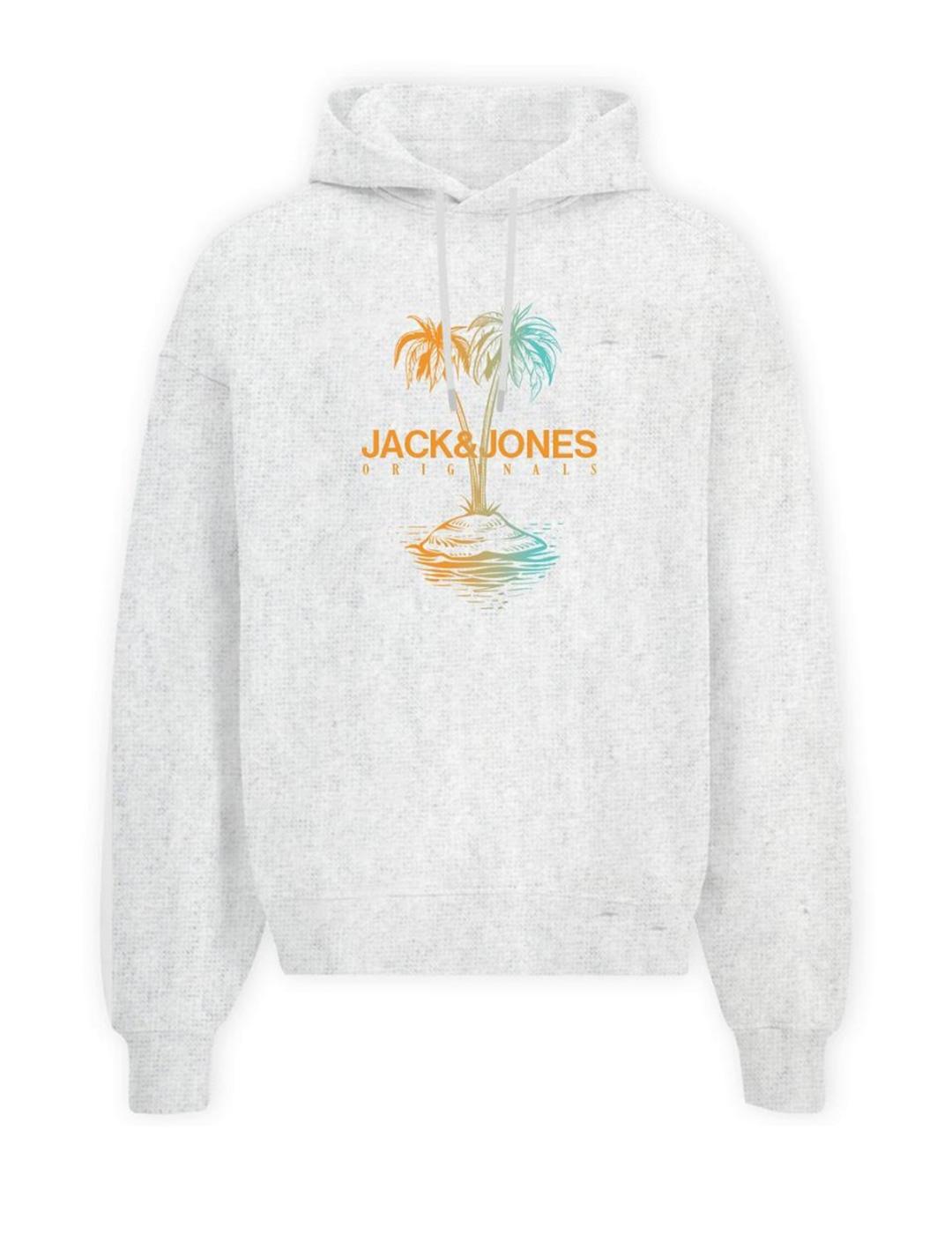 Sudadera Jack&Jones Fayette gris con capucha para hombre