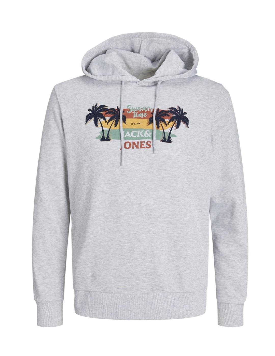 Sudadera Jack&Jones Summer gris con capucha para hombre