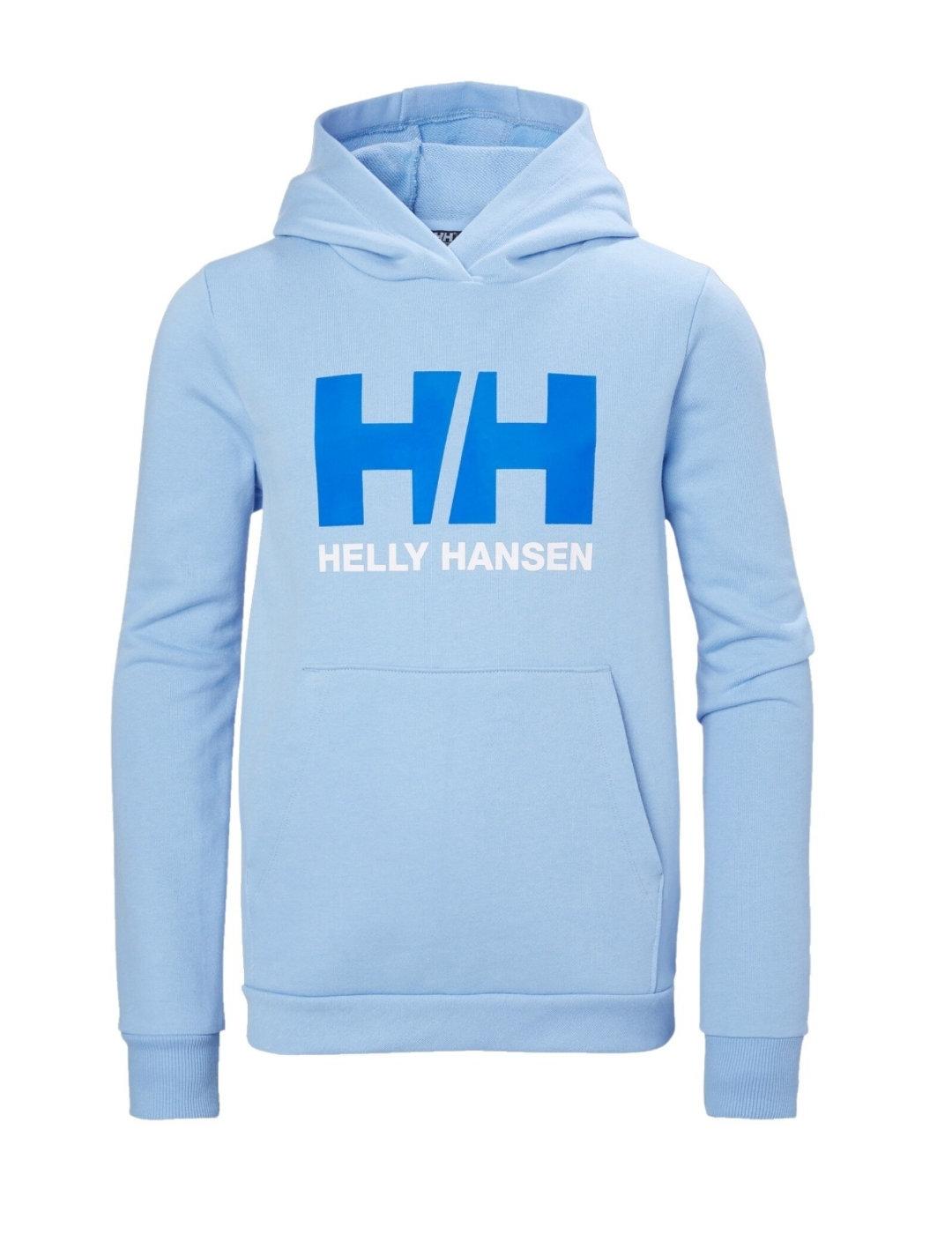 Sudadera Helly Hansen Kids Logo celeste con capucha unisex