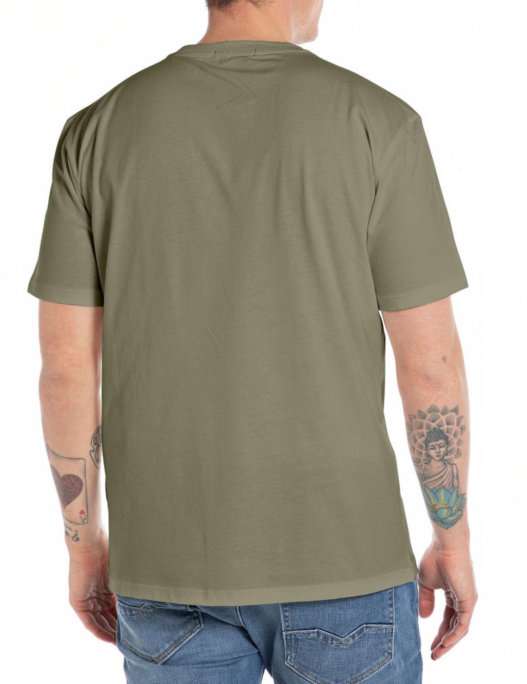 Camiseta Replay verde logo manga corta para hombre