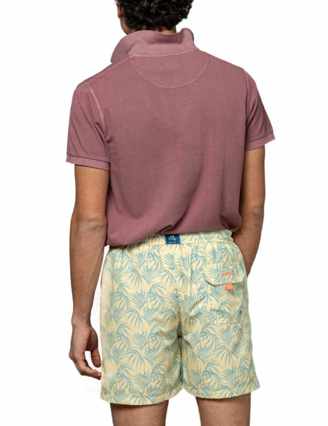 Bañador Scotta Palms eco amarillo estampado para hombre