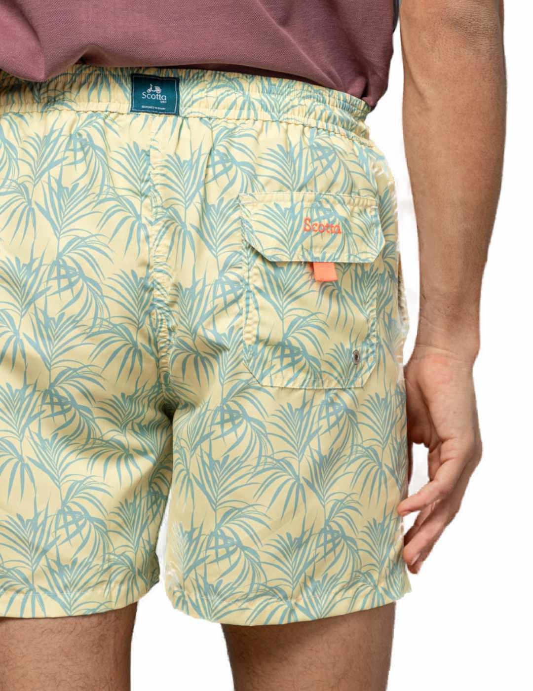 Bañador Scotta Palms eco amarillo estampado para hombre