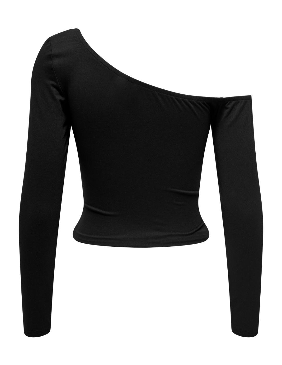 Top Only Yara CutOut negro ajustado manga larga para mujer