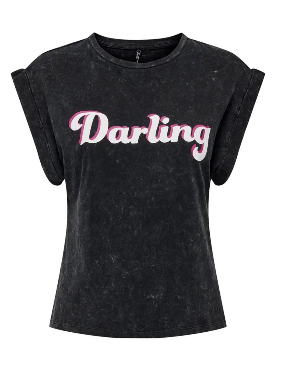 Camiseta Only Dahlia negro Darling manga sisa para mujer