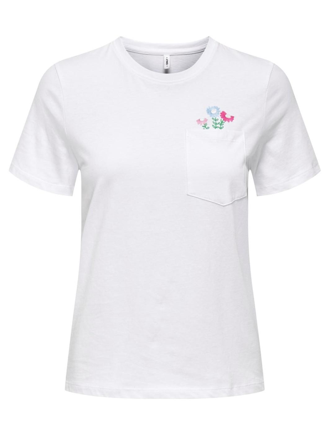 Camiseta Only Polly blanco holgada manga corta para mujer